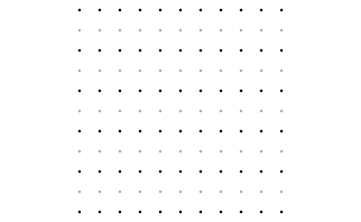 Gestalt principle of similarity can help us create perceived groups too. In this example, the dots have equal horizontal and vertical spacing, but use different shades.